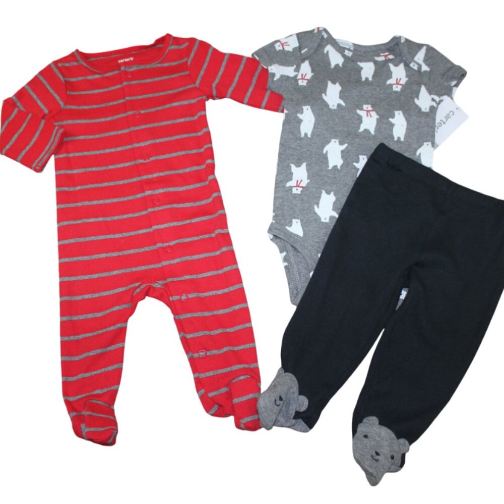 Carter's Sleeper Outfit 3pc Clothes Set Baby Boy Newborn NB 3M 6M Polar Bear NWT